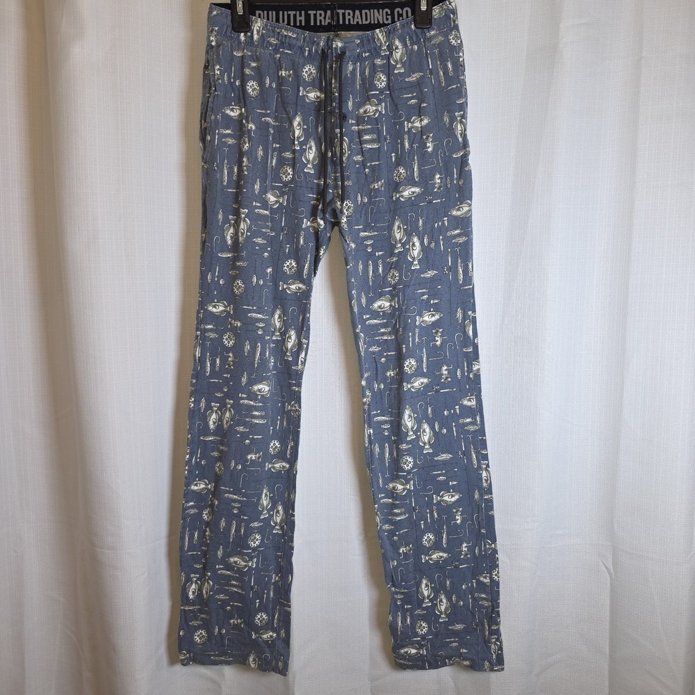 Duluth Trading Co. Fish Print Pajama Pants Med x 32 Men's